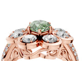 Rose gold Fancy Green Marquise  Brilliant Flower Halo Diamond Split Shank Ring_31