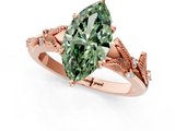 Rose gold Fancy Green Marquise  Brilliant Solitaire with Leaf Motif Band and Four-Prong Setting_64