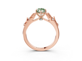 Rose gold Fancy Green Marquise  Brilliant Solitaire with Leaf Motif Band and Four-Prong Setting_66