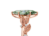 Rose gold Fancy Green Marquise  Brilliant Solitaire with Leaf Motif Band and Four-Prong Setting_68