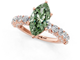 Rose gold Fancy Green Marquise  Brilliant Solitaire with Pavé Band and Four-Prong Setting_42