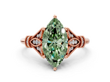 Rose gold Fancy Green Marquise  Brilliant Solitaire with Pave Band and Four-Prong Setting_20