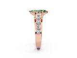 Rose gold Fancy Green Marquise  Brilliant Solitaire with Side Stones on a Pave Band and Four-Prong Setting_26