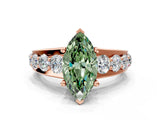 Rose gold Fancy Green Marquise  Brilliant Solitaire with Side Stones on a Pave Band and Four-Prong Setting_72