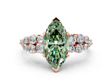 Rose gold Fancy Green Marquise  Cluster Diamond Engagement Ring with Pavé Band and Four-Prong Setting_66
