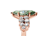 Rose gold Fancy Green Marquise  Cluster Diamond Engagement Ring with Pavé Band and Four-Prong Setting_71