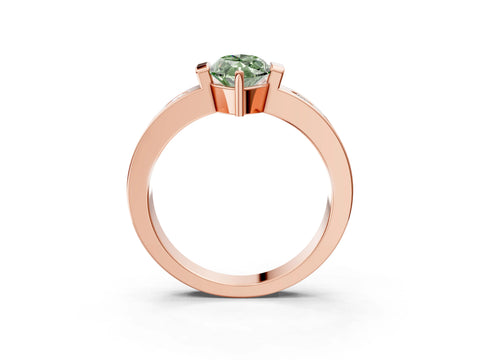 Rose gold Fancy Green Marquise Cut Brilliant Channel-Set Diamond Ring with Bezel Prong Setting_3