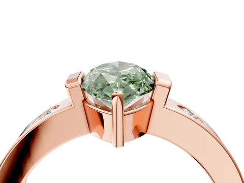 Rose gold Fancy Green Marquise Cut Brilliant Channel-Set Diamond Ring with Bezel Prong Setting_4
