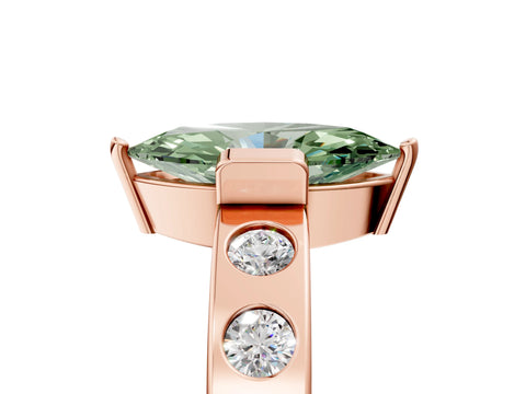 Rose gold Fancy Green Marquise Cut Brilliant Channel-Set Diamond Ring with Bezel Prong Setting_5