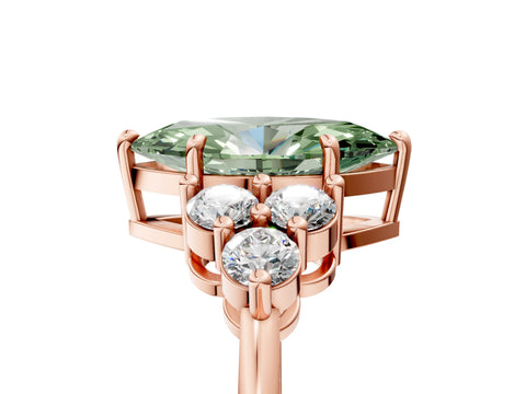Rose gold Fancy Green Marquise Cut Brilliant Diamond Cluster Accent Solitaire Ring with Prong Setting_5