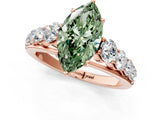 Rose gold Fancy Green Marquise Cut Brilliant Diamond Pavé Band with Six-Prong Setting_1