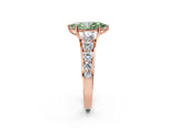 Rose gold Fancy Green Marquise Cut Brilliant Diamond Pavé Band with Six-Prong Setting_2