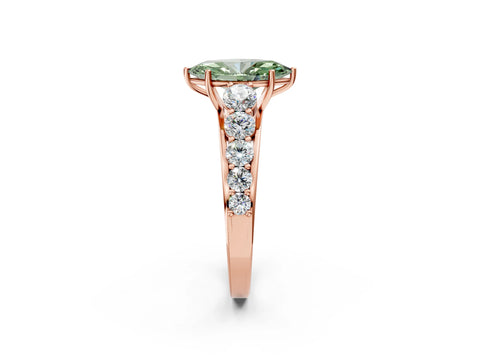 Rose gold Fancy Green Marquise Cut Brilliant Diamond Pavé Band with Six-Prong Setting_2