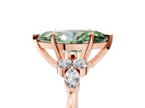 Rose gold Fancy Green Marquise Cut Brilliant Diamond Solitaire Ring with Pear Side Stones and Four-Prong Setting_8