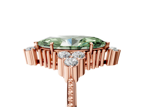 Rose gold Fancy Green Marquise Cut Brilliant Diamond with Cluster Setting on a Beaded Band and Four-Prong Setting_5