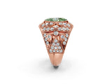 Rose gold Fancy Green Marquise Cut Brilliant Halo Pave Diamond Milgrain Ring_2