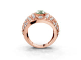 Rose gold Fancy Green Marquise Cut Brilliant Halo Pave Diamond Milgrain Ring_3