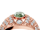 Rose gold Fancy Green Marquise Cut Brilliant Halo Pave Diamond Milgrain Ring_4