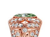 Rose gold Fancy Green Marquise Cut Brilliant Halo Pave Diamond Milgrain Ring_5