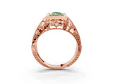 Rose gold Fancy Green Marquise Cut Brilliant Milgrain Filigree Diamond Ring with Square Prong Setting_15