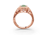 Rose gold Fancy Green Marquise Cut Brilliant Milgrain Filigree Diamond Ring with Square Prong Setting_21