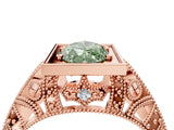 Rose gold Fancy Green Marquise Cut Brilliant Milgrain Filigree Diamond Ring with Square Prong Setting_22