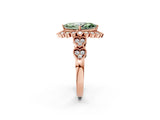 Rose gold Fancy Green Marquise Cut Brilliant Milgrain Pave Heart Band Solitaire Ring_2
