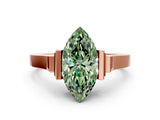Rose gold Fancy Green Marquise Cut Brilliant Solitaire Diamond Ring with Channel Set Band and Bar Prong Setting_12