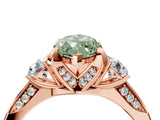 Rose gold Fancy Green Marquise Cut Brilliant Three-Stone Diamond Ring with Pavé Band and Four-Prong Setting_25