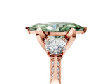 Rose gold Fancy Green Marquise Cut Brilliant Three-Stone Diamond Ring with Pavé Band and Four-Prong Setting_26
