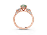 Rose gold Fancy Green Marquise Cut Brilliant Three-Stone Pave Band with Four-Prong Setting_3