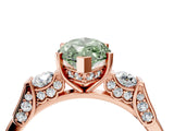 Rose gold Fancy Green Marquise Cut Brilliant Three-Stone Pave Band with Four-Prong Setting_4