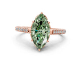 Rose gold Fancy Green Marquise  Cut Cathedral Pave Diamond Engagement Ring with Six-Prong Setting_32