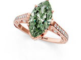 Rose gold Fancy Green Marquise  Cut Cathedral Pave Diamond Engagement Ring with Six-Prong Setting_33
