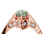 Rose gold Fancy Green Marquise  Cut Cathedral Pave Diamond Engagement Ring with Six-Prong Setting_36