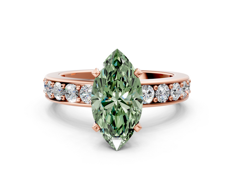 Rose gold Fancy Green Marquise  Cut Channel Set Diamond Engagement Ring with Four-Prong Setting_241