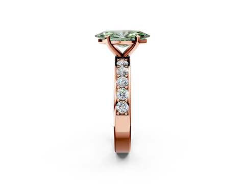 Rose gold Fancy Green Marquise  Cut Channel Set Diamond Engagement Ring with Four-Prong Setting_243