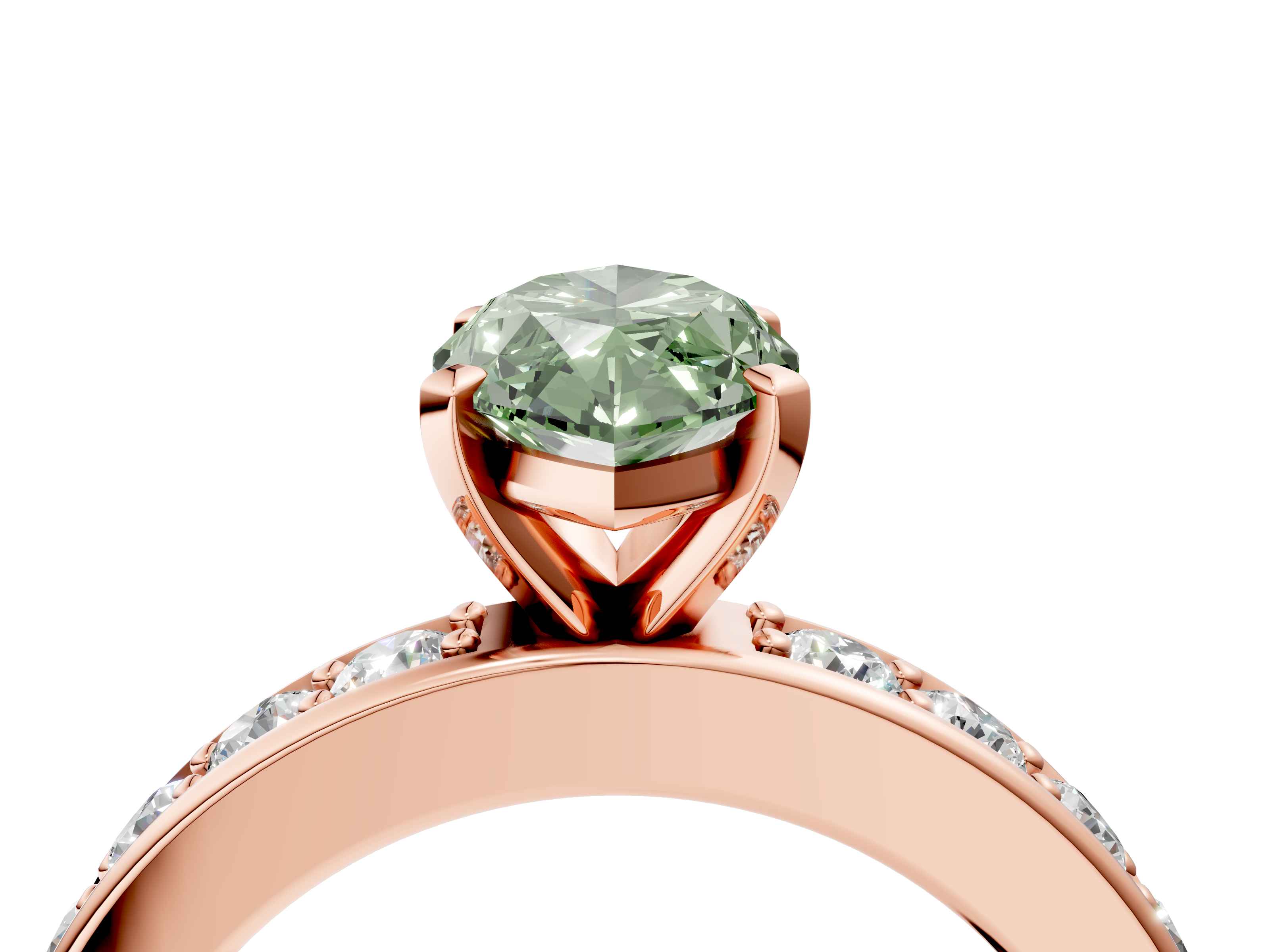 Rose gold Fancy Green Marquise  Cut Channel Set Diamond Engagement Ring with Four-Prong Setting_245