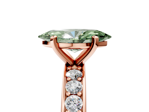 Rose gold Fancy Green Marquise  Cut Channel Set Diamond Engagement Ring with Four-Prong Setting_246