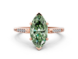 Rose gold Fancy Green Marquise  Cut Channel Set Solitaire Engagement Ring with Four-Prong Setting_225