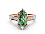 Rose gold Fancy Green Marquise  Cut Channel Set Solitaire Engagement Ring with Prong Setting_20