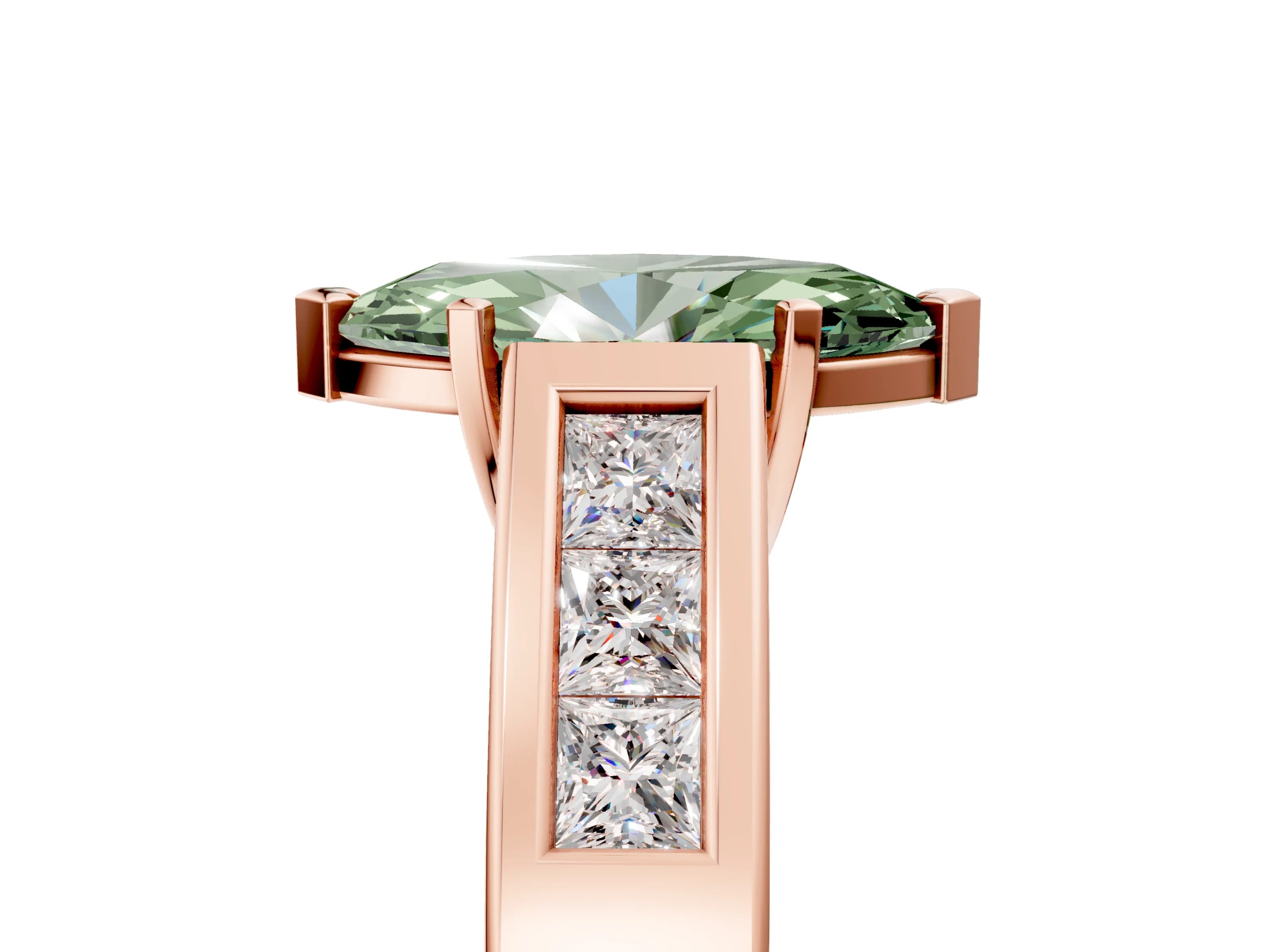 Rose gold Fancy Green Marquise Cut Cut Channel Set Solitaire Ring with Four-Prong Setting_5