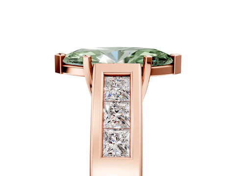 Rose gold Fancy Green Marquise Cut Cut Channel Set Solitaire Ring with Four-Prong Setting_5
