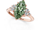 Rose gold Fancy Green Marquise Cut Cut Diamond Cluster Ring with Solitaire Band and Four-Prong Setting_1