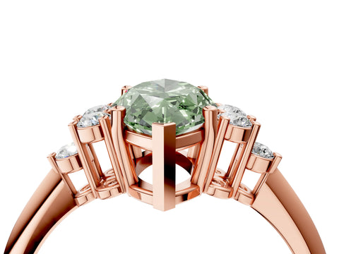 Rose gold Fancy Green Marquise Cut Cut Diamond Cluster Ring with Solitaire Band and Four-Prong Setting_16