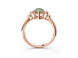 Rose gold Fancy Green Marquise Cut Cut Diamond Cluster Ring with Solitaire Band and Four-Prong Setting_3