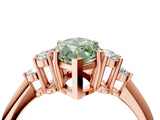 Rose gold Fancy Green Marquise Cut Cut Diamond Cluster Ring with Solitaire Band and Four-Prong Setting_4