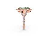 Rose gold Fancy Green Marquise Cut Cut Diamond Halo Engagement Ring with Open Split Pavé Band_2