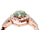 Rose gold Fancy Green Marquise Cut Cut Diamond Halo Engagement Ring with Open Split Pavé Band_4