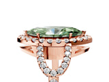 Rose gold Fancy Green Marquise Cut Cut Diamond Halo Engagement Ring with Open Split Pavé Band_5